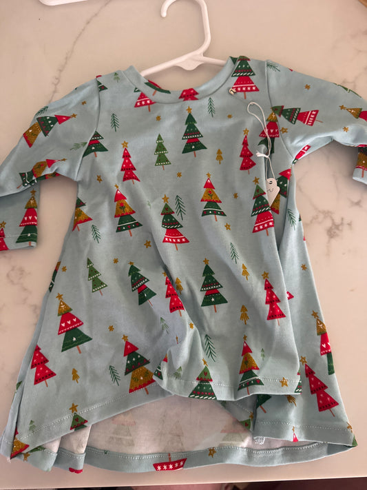 EB Blue Christmas Tree Tshirt Dress