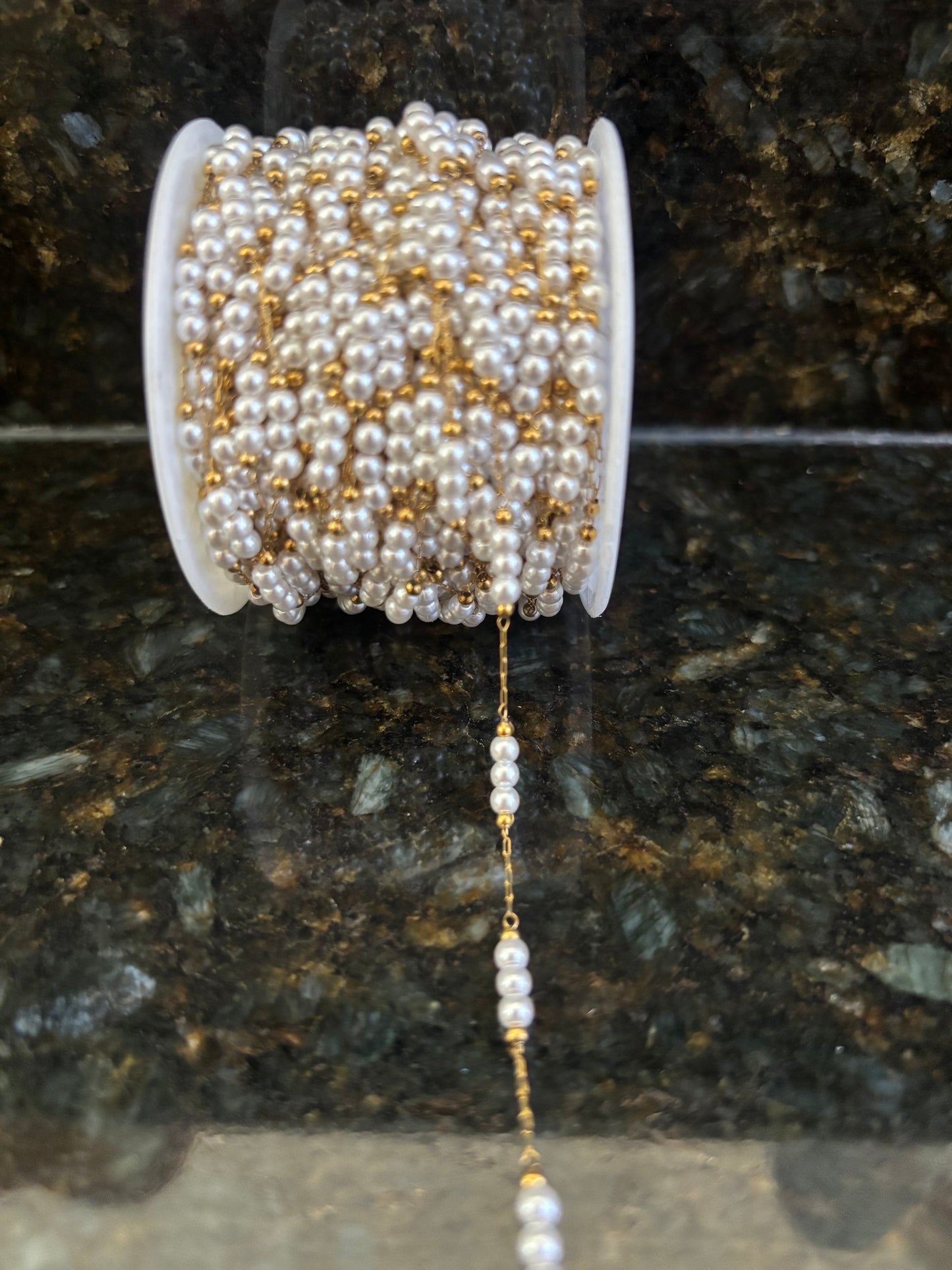 Faux pearl PVD stainless chain
