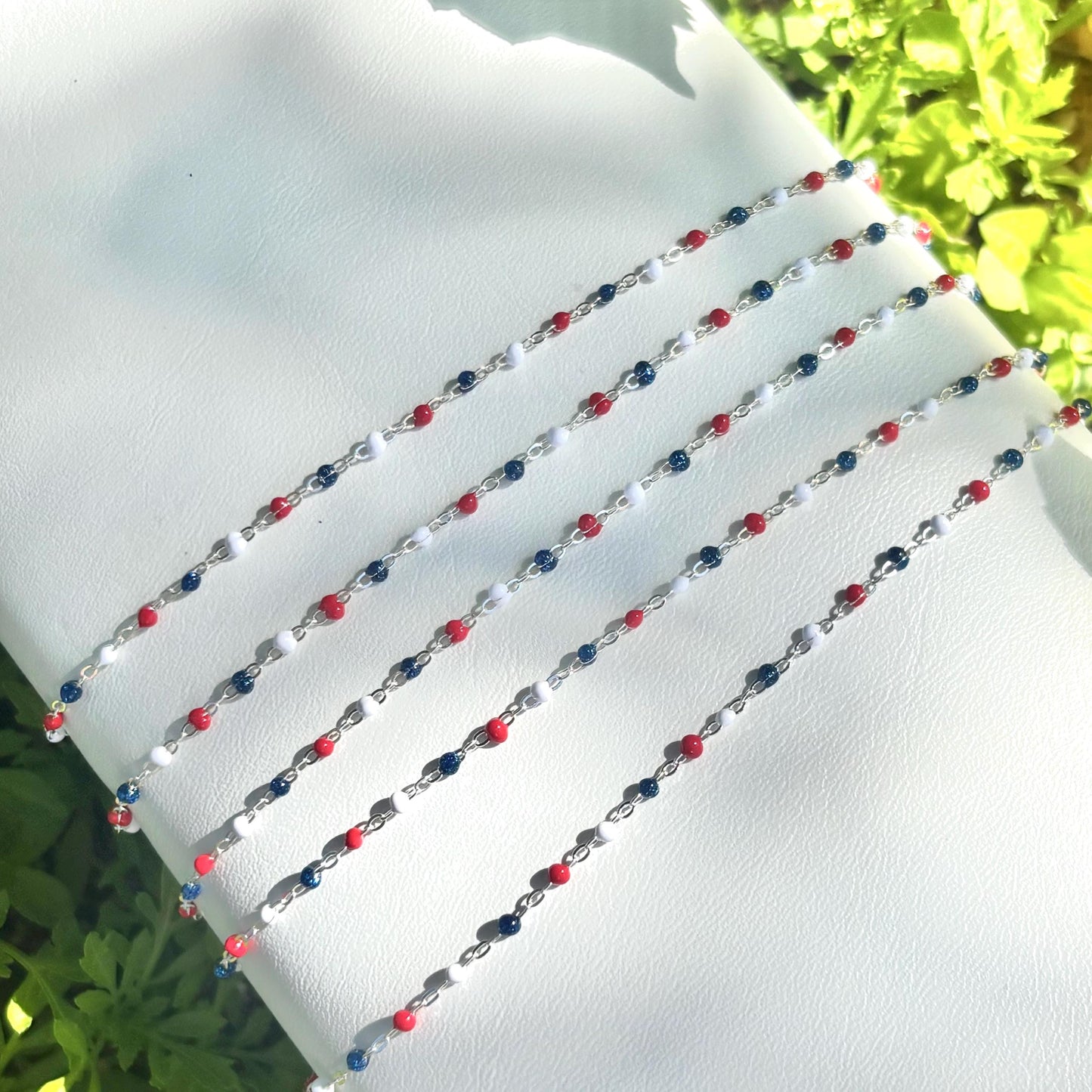 Sparkly Red White Blue Chain – Permanent Jewelry (14k Gold Filled, Sterling Silver)