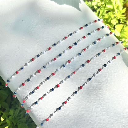 Sparkly Red White Blue Chain – Permanent Jewelry (14k Gold Filled, Sterling Silver)