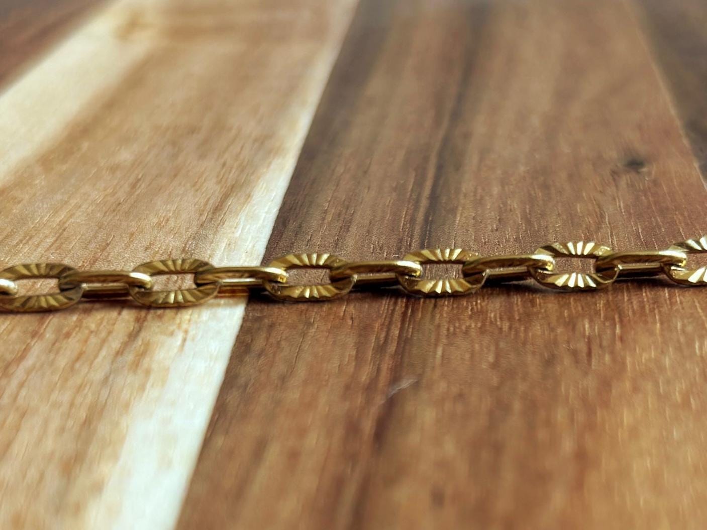 Kinked Paperclip Cable Chain, 6mm x 3mm Brass, Sold by Foot