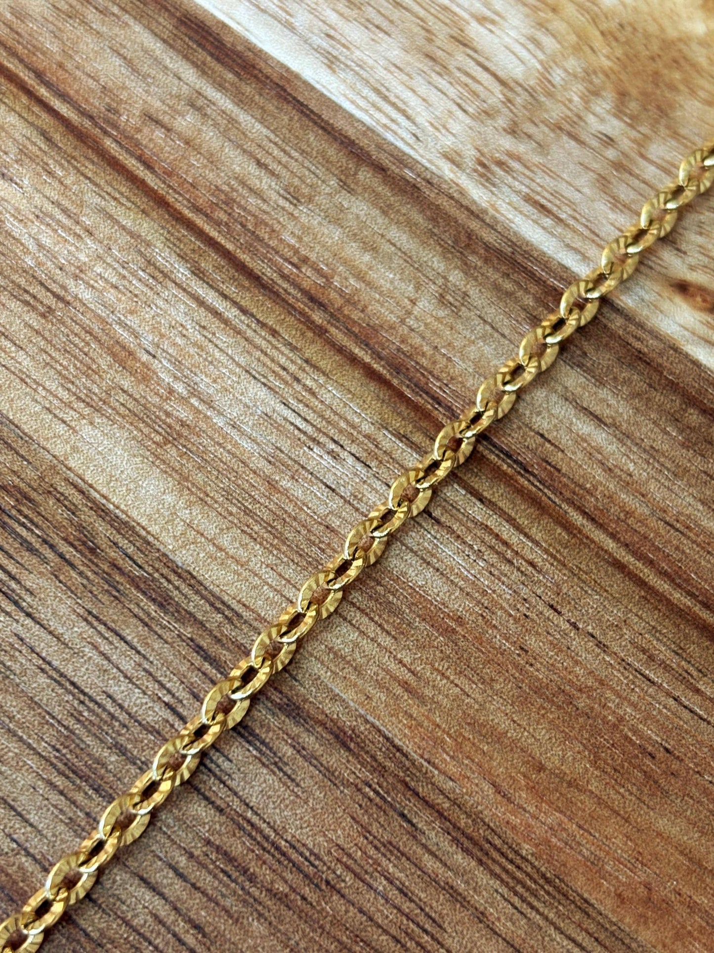 Textured Gold Stainless Steel Cable Chain (3.5mm, Sold by Foot)