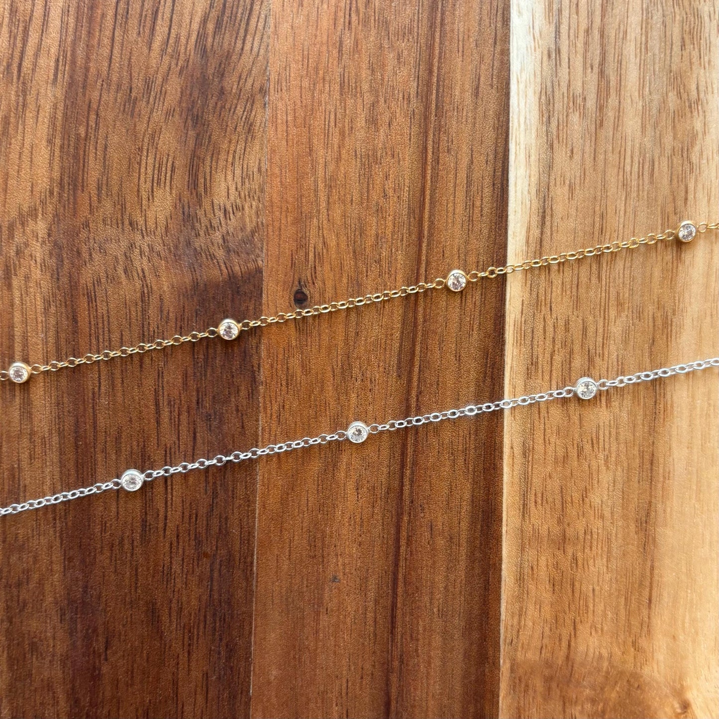 CZ Sparkle Flat Cable Chain | 14K Gold Filled or Sterling Silver | Permanent Jewelry Chain by the Foot