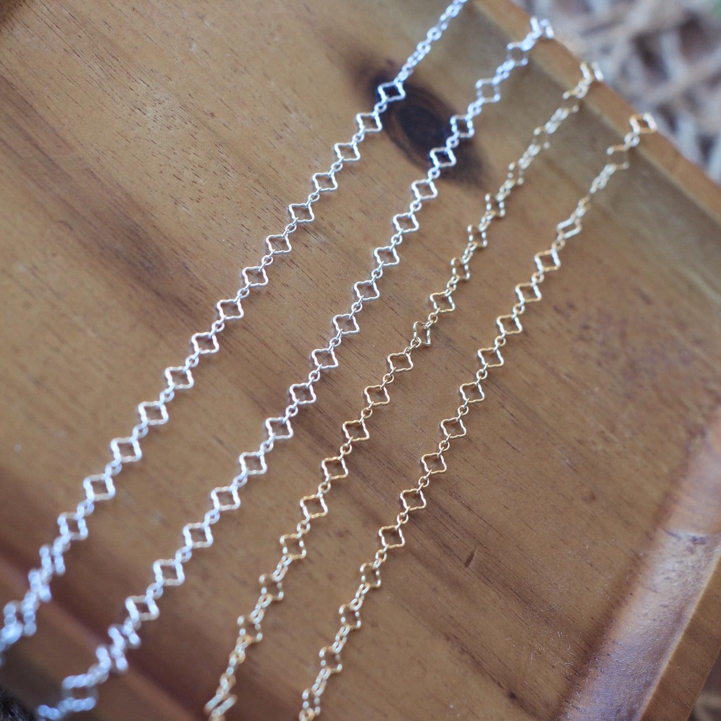 4.3mm Clover Chain | 14K Gold Filled or Sterling Silver | Permanent Jewelry Chain by the Foot
