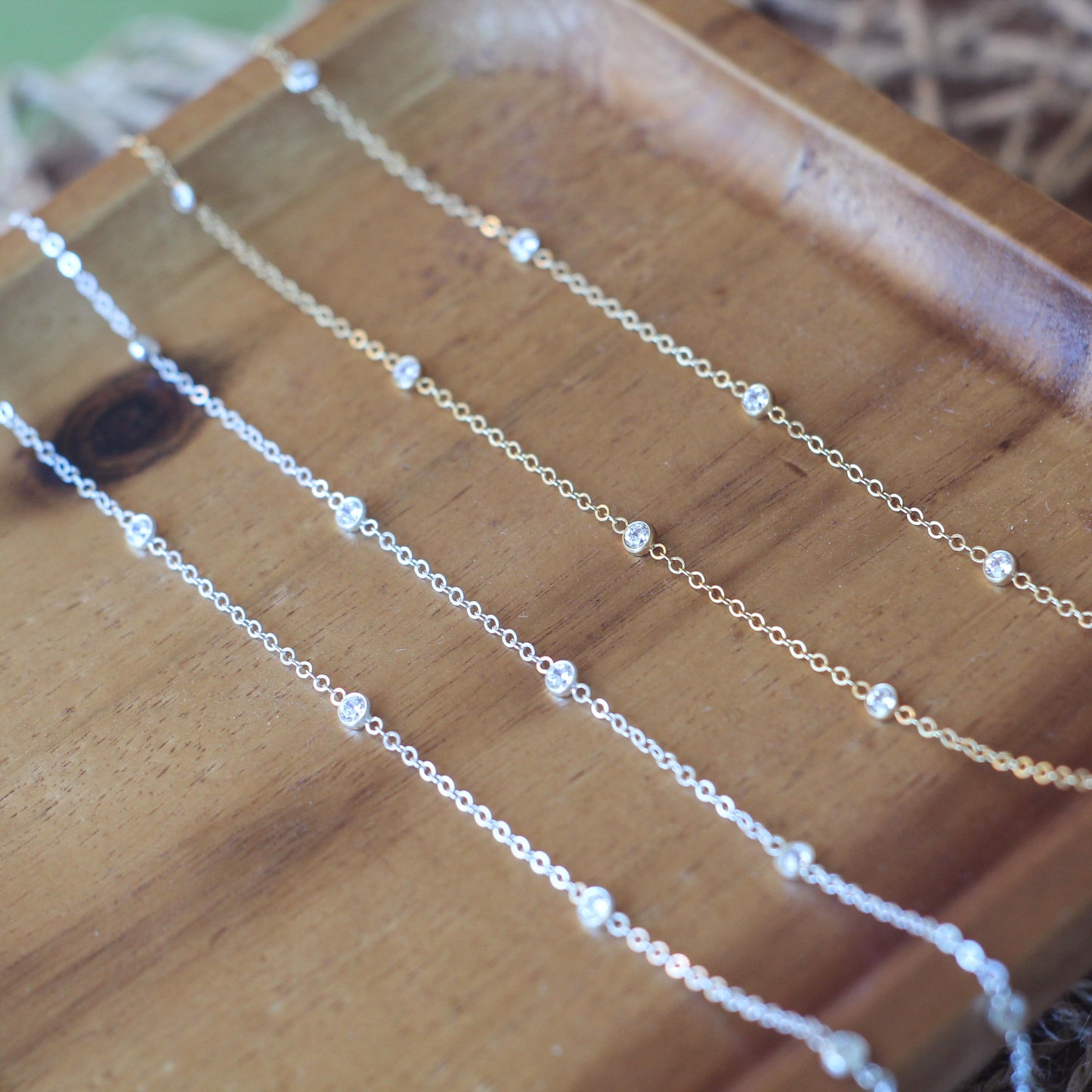 CZ Sparkle Flat Cable Chain | 14K Gold Filled or Sterling Silver | Permanent Jewelry Chain by the Foot