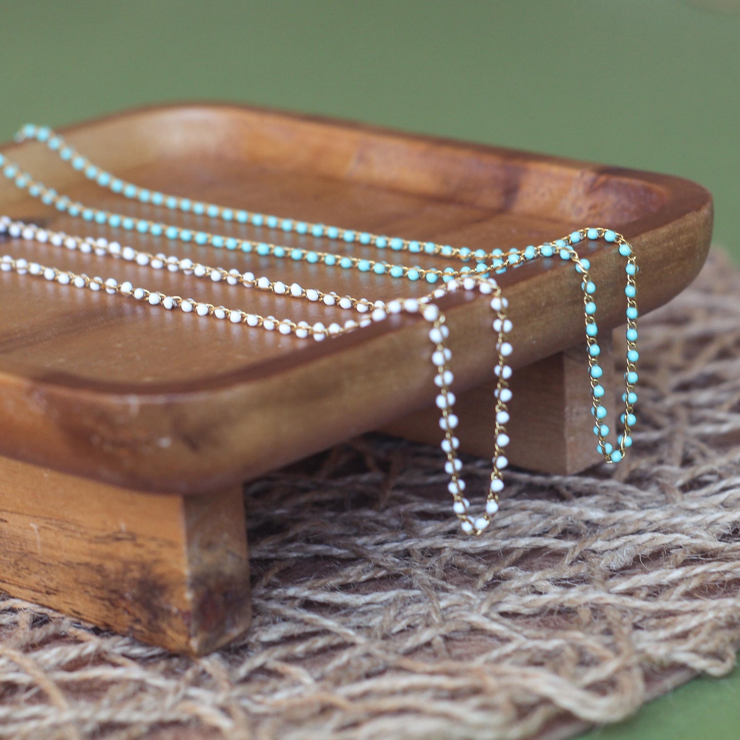 Turquoise Enamel Ball Chain | Gold PVD Stainless Steel Chain | Waterproof Tarnish Resistant Permanent Jewelry Chain | By The Foot