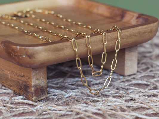 Waterproof Gold Paperclip Chain, 304 Stainless Steel, 4.25 x 11mm Links