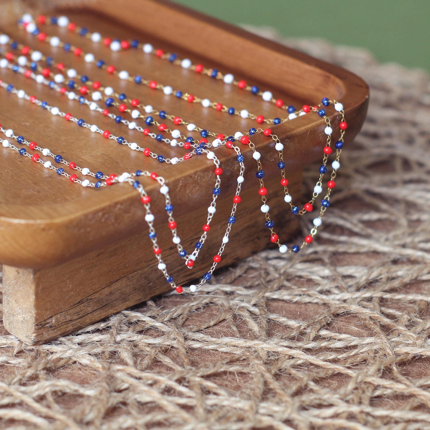 Sparkly Red White Blue Chain – Permanent Jewelry (14k Gold Filled, Sterling Silver)