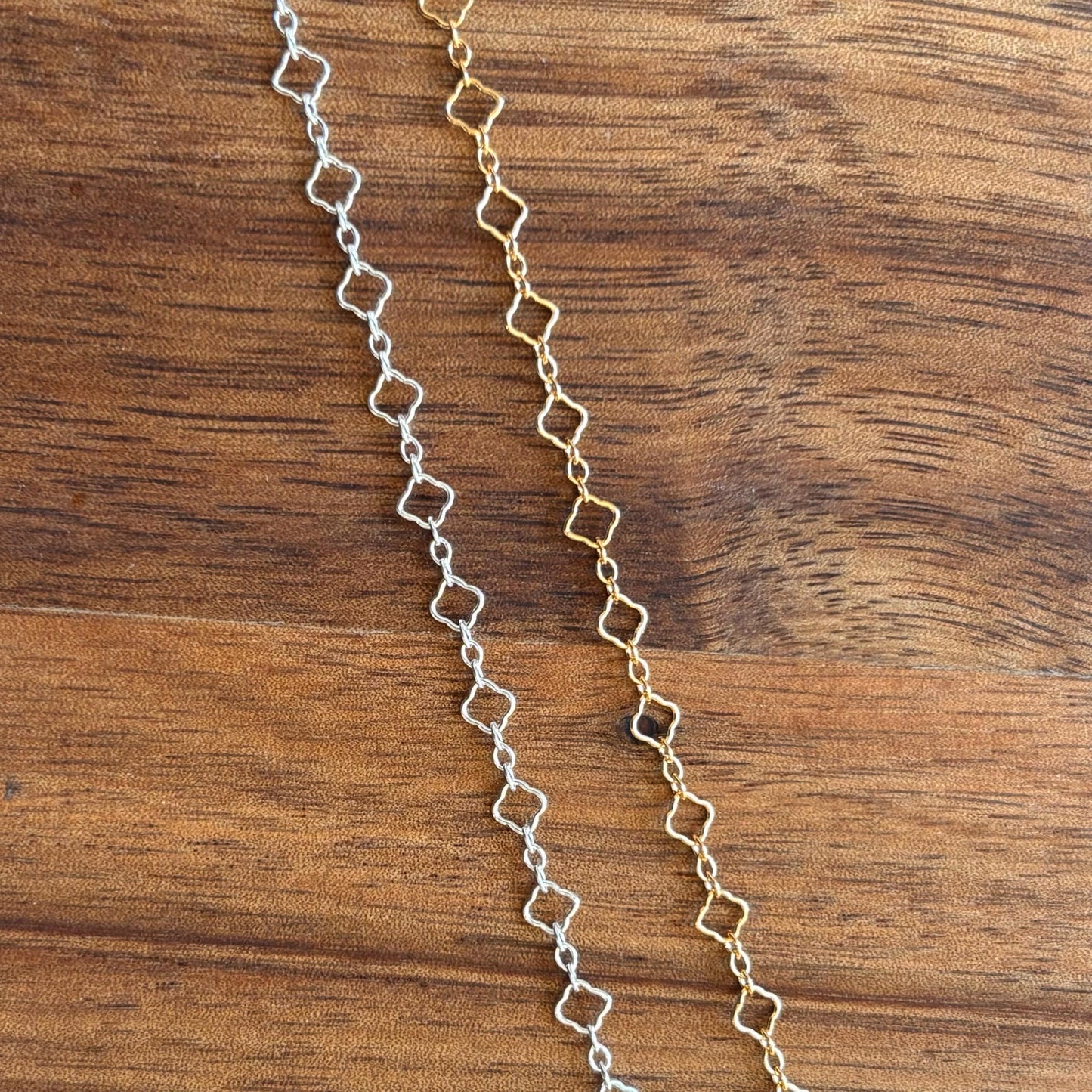 4.3mm Clover Chain | 14K Gold Filled or Sterling Silver | Permanent Jewelry Chain by the Foot