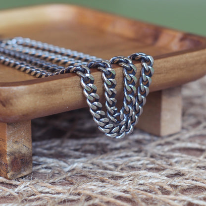 9mm x7.5mm Hammered Stainless Steel Two Tone Curb Chain By The Foot