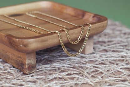 Cuban chain Link chain non-tarnished gold 3.6 mm sold by the foot