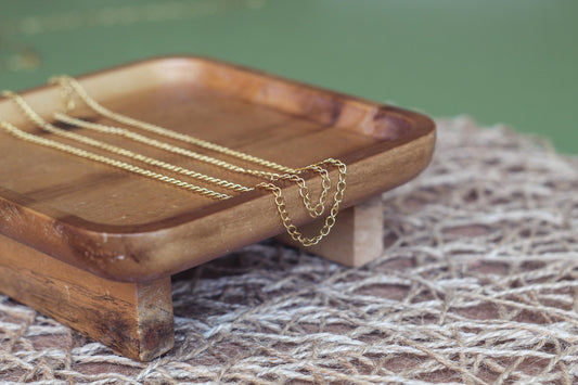 Curb chain size small 3 mm x 4 mm waterproof gold stainless steel sold by the foot
