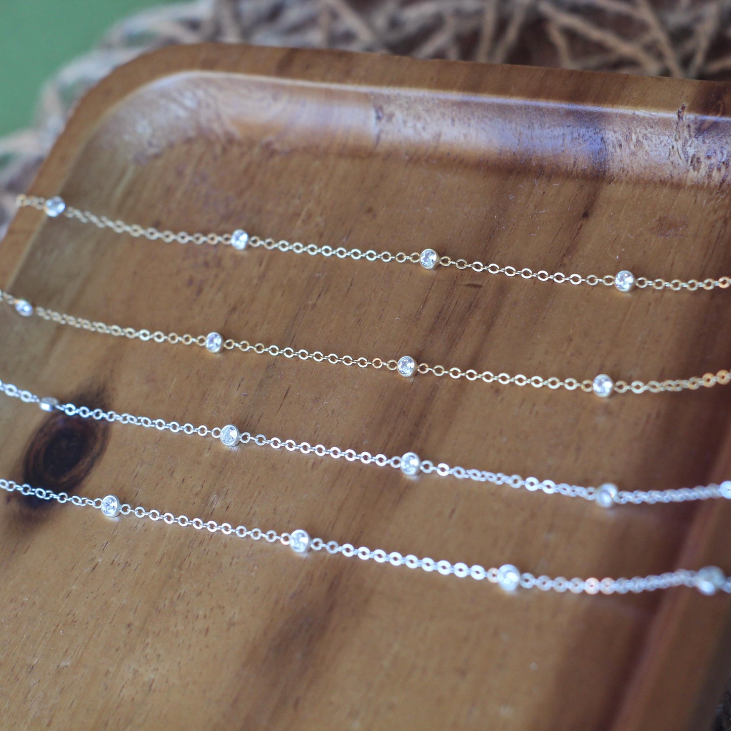 CZ Sparkle Flat Cable Chain | 14K Gold Filled or Sterling Silver | Permanent Jewelry Chain by the Foot