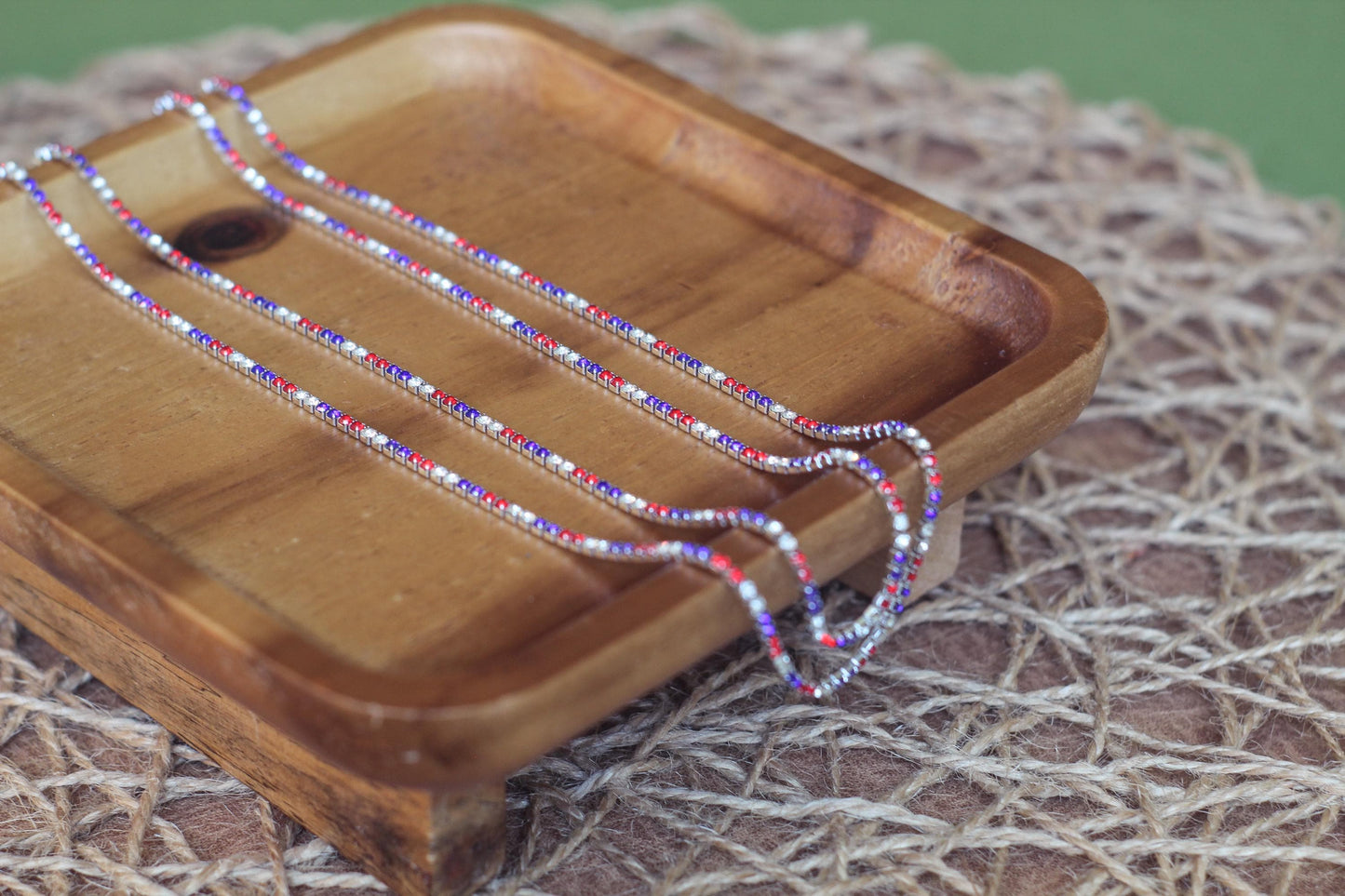 Patriotic red white blue 2mm Fourth of July Stainless Steel PVD Tennis Chain – Permanent Jewelry Supplies, Sold by Foot