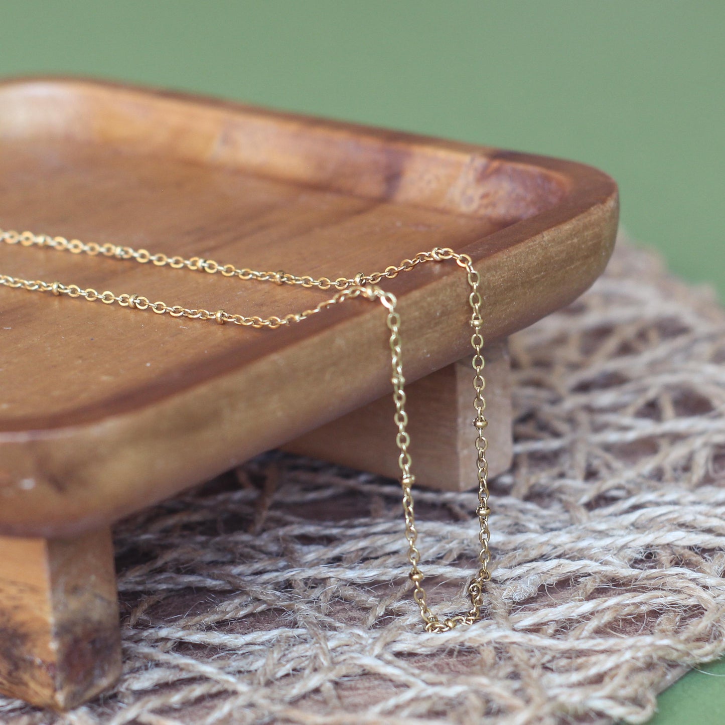 Satellite chain non-tarnish gold 2 x 3 mm beads by the foot stainless steel
