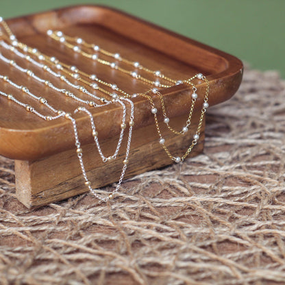 Mixed Metal Beaded Chain | 14K Gold Filled & Sterling Silver | Permanent Jewelry Chain by the Foot
