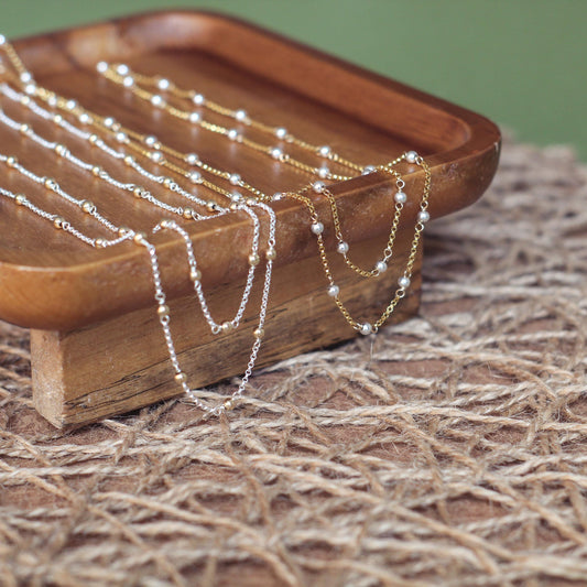Mixed Metal Beaded Chain | 14K Gold Filled & Sterling Silver | Permanent Jewelry Chain by the Foot