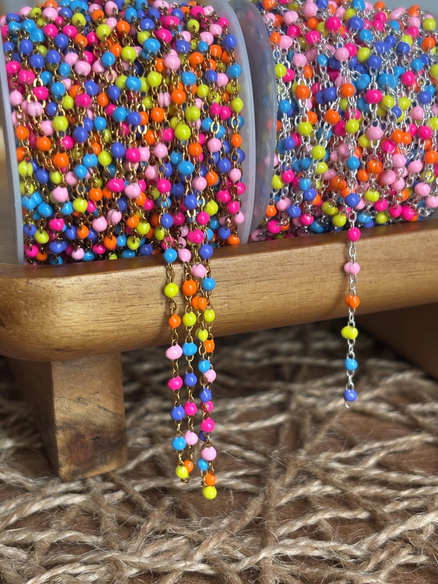 Neon Rainbow Enamel PVD Stainless Steel Permanent Jewelry Chain Craft Sold By The Foot