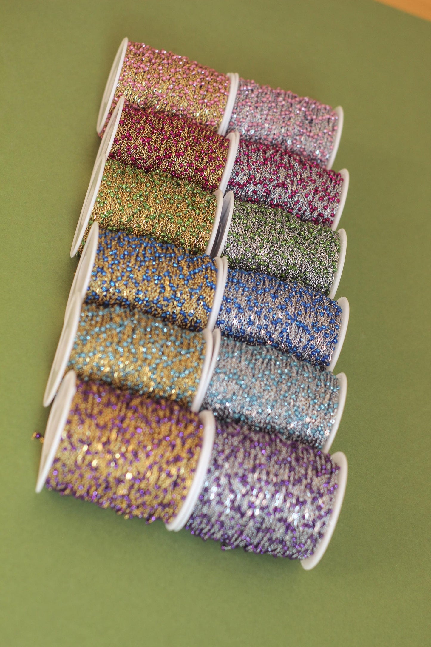 1.5mm PVD Gold & Silver Color Option Stainless Steel Enamel Chain by the Foot Waterproof Permanent Jewelry Supply Tarnish Free Sparkle Chain