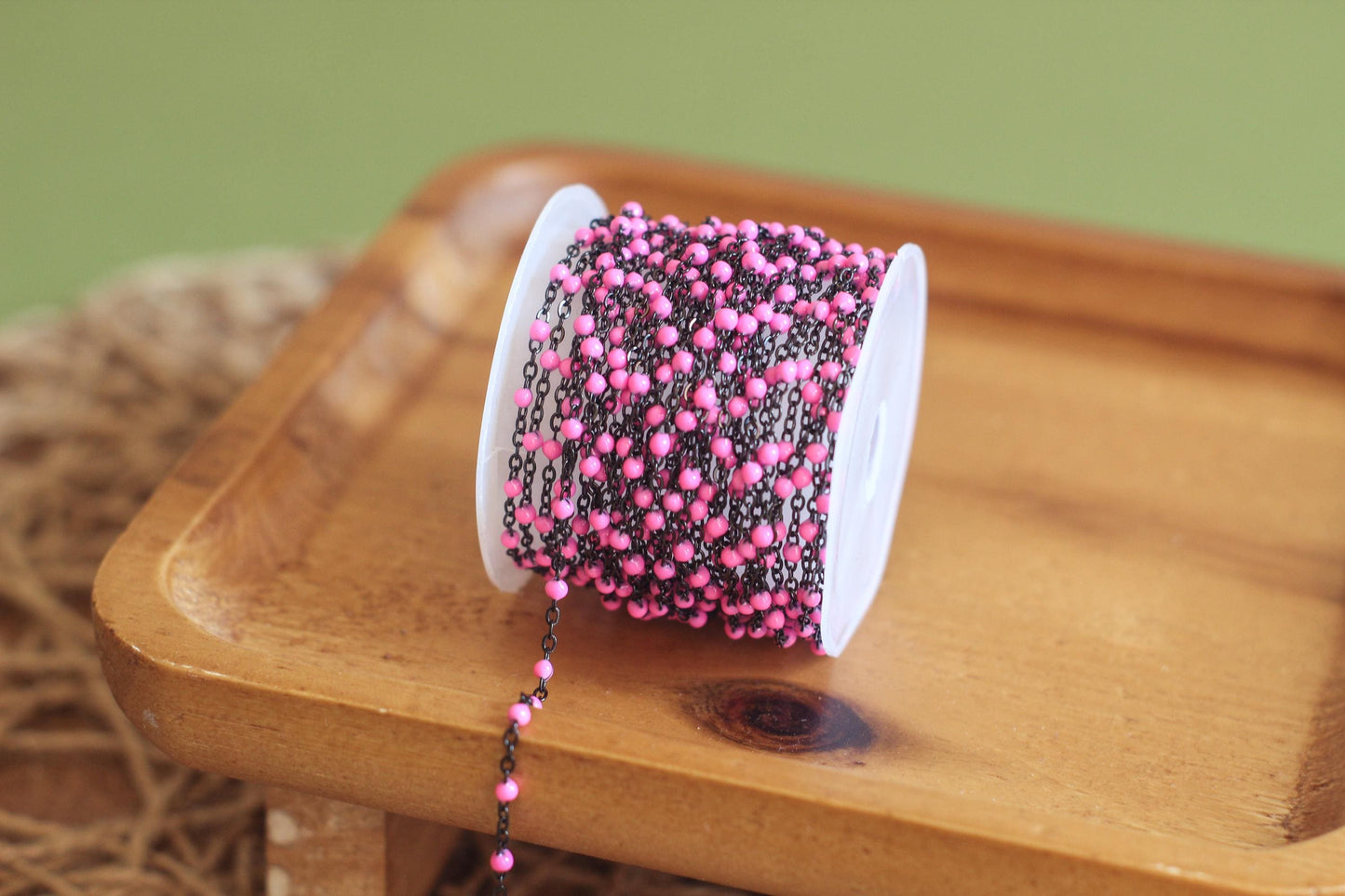 1.5mm PVD Black Famous Pink Stainless Steel Enamel Chain by the Foot Waterproof Permanent Jewelry Supply Tarnish Free Chain