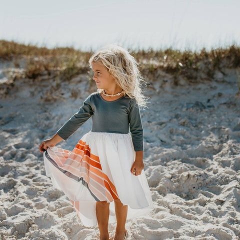 2t Gray Rainbow Long Sleeve Dress