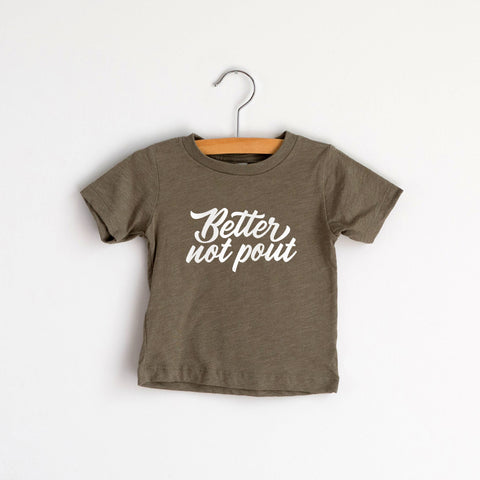 18-24m Gladfolk - Better Not Pout Olive Baby & Kids Christmas Tee